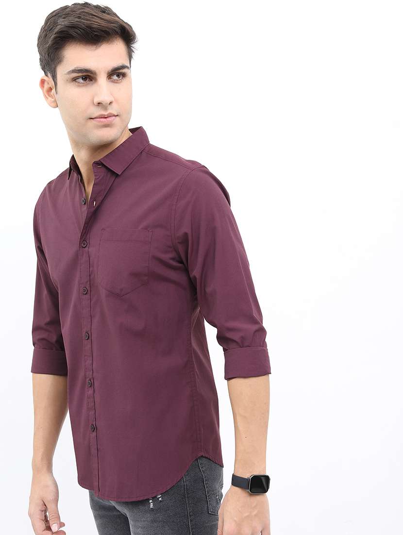 men solid collared casual wear shirt - 21487079 -  Standard Image - 1