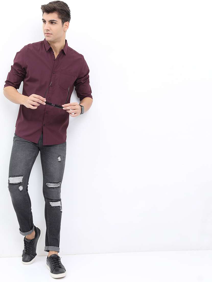 men solid collared casual wear shirt - 21487079 -  Standard Image - 4