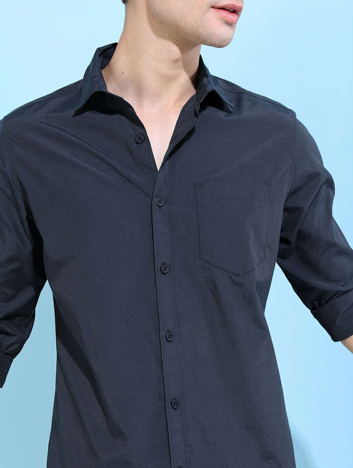 men solid collared casual wear shirt - 21487081 -  Standard Image - 4