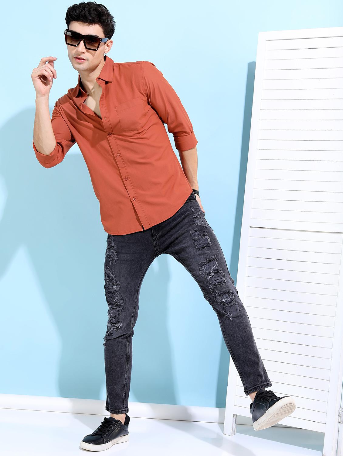 men solid collared casual wear shirt - 21487083 - Standard Image - 4