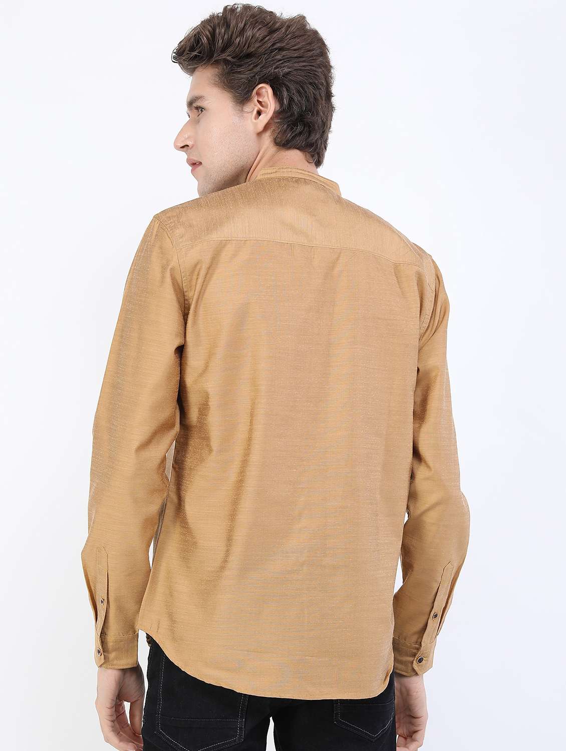 men mandarin neck solid casual shirt - 21487098 -  Standard Image - 1