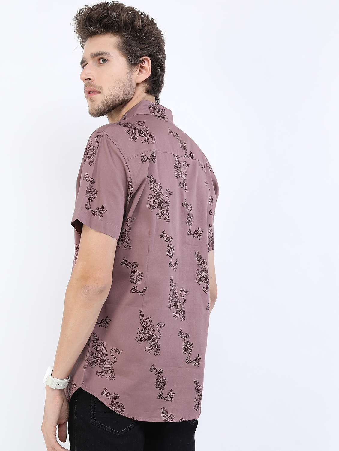men collared printed casual shirt - 21487103 -  Standard Image - 1