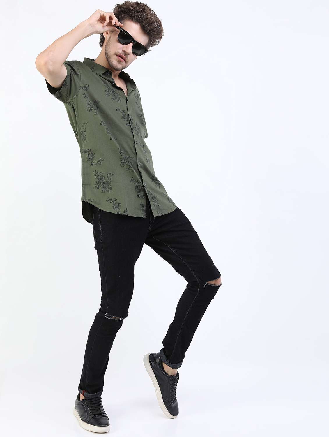 men collared printed casual shirt - 21487104 -  Standard Image - 4