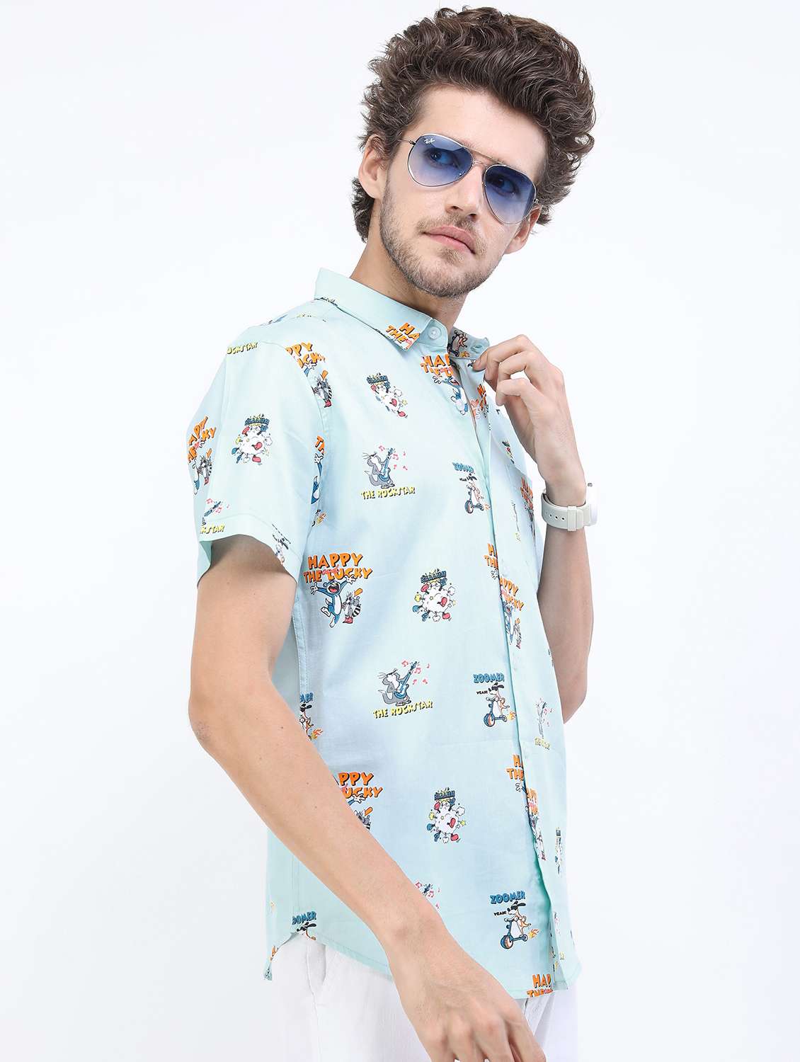 men collared printed casual shirt - 21487110 -  Standard Image - 1