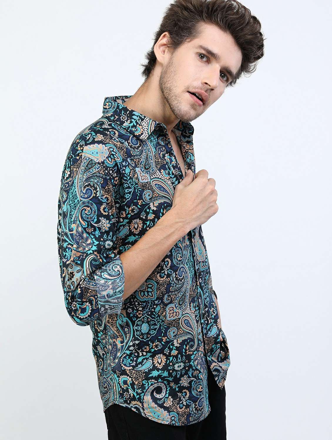 men collared printed casual shirt - 21487112 -  Standard Image - 1