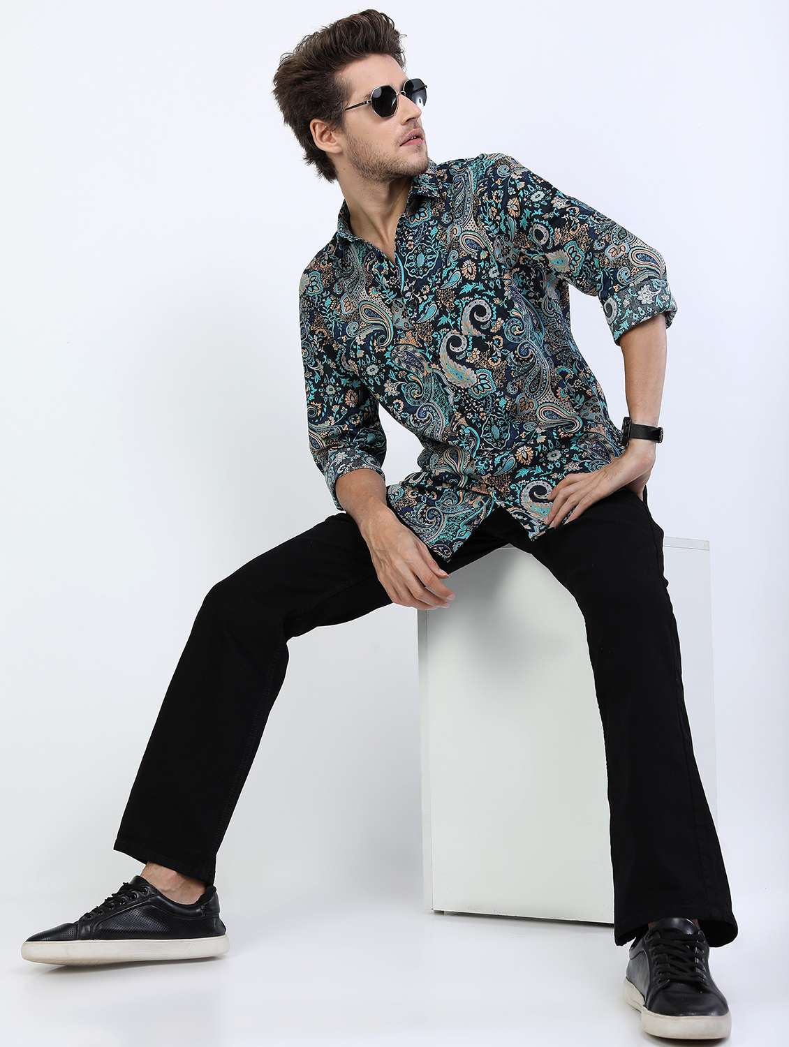 men collared printed casual shirt - 21487112 -  Standard Image - 4
