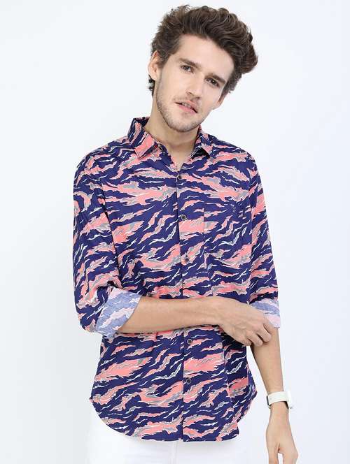 men collared printed casual shirt - 21487113 - Standard Image - 0