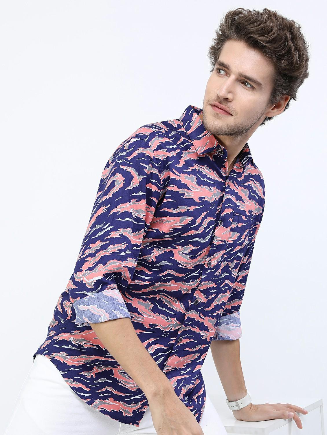 men collared printed casual shirt - 21487113 - Standard Image - 1