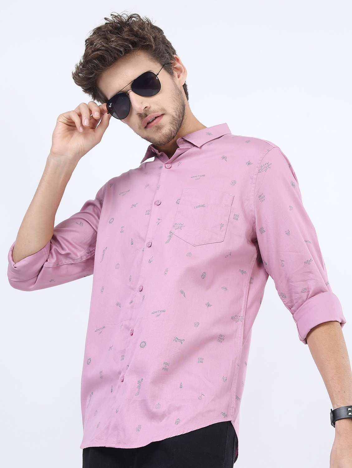 men collared long sleeve casual shirts - 21487118 - Standard Image - 1