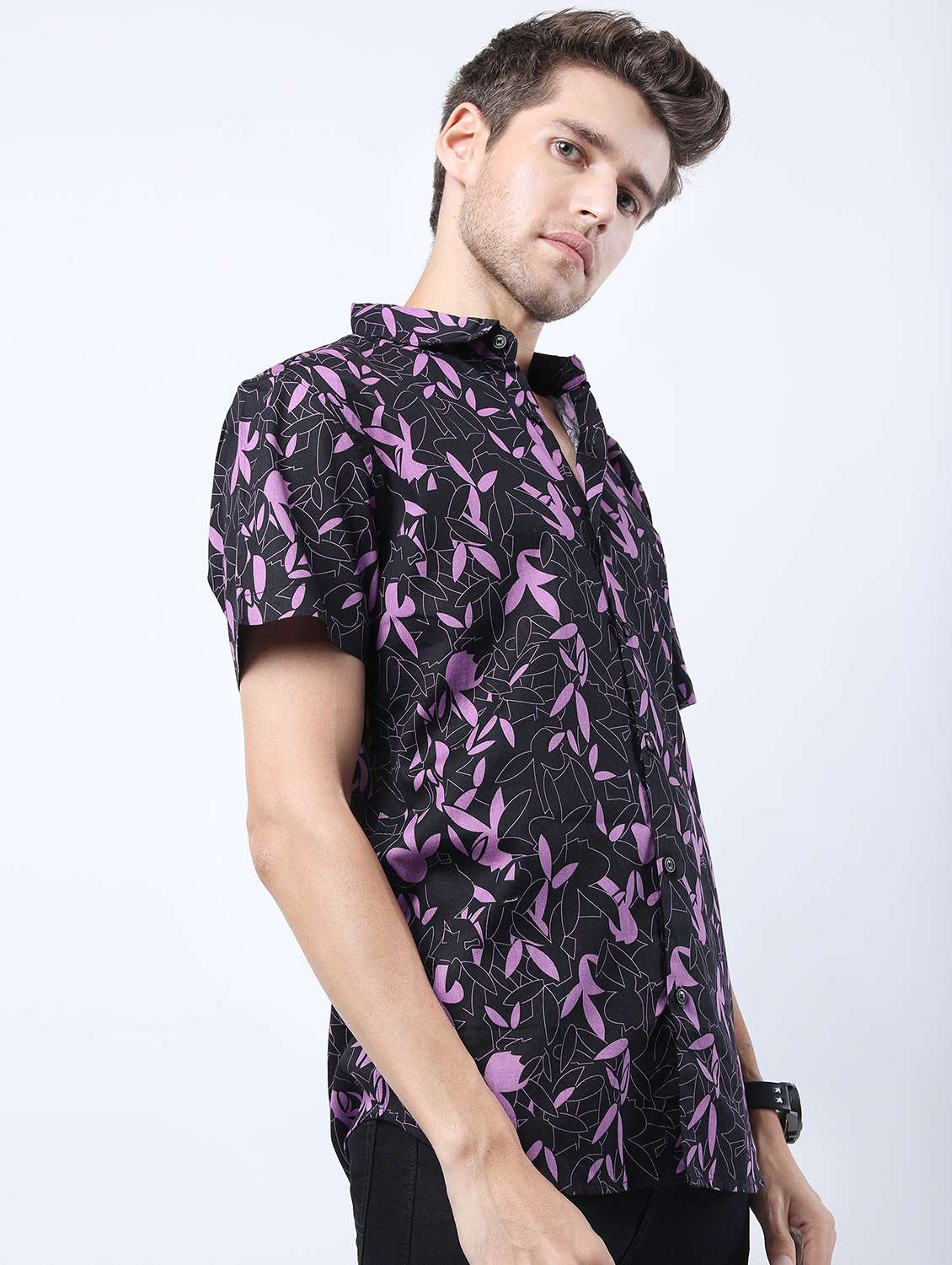 men collared printed casual shirt - 21487125 -  Standard Image - 1