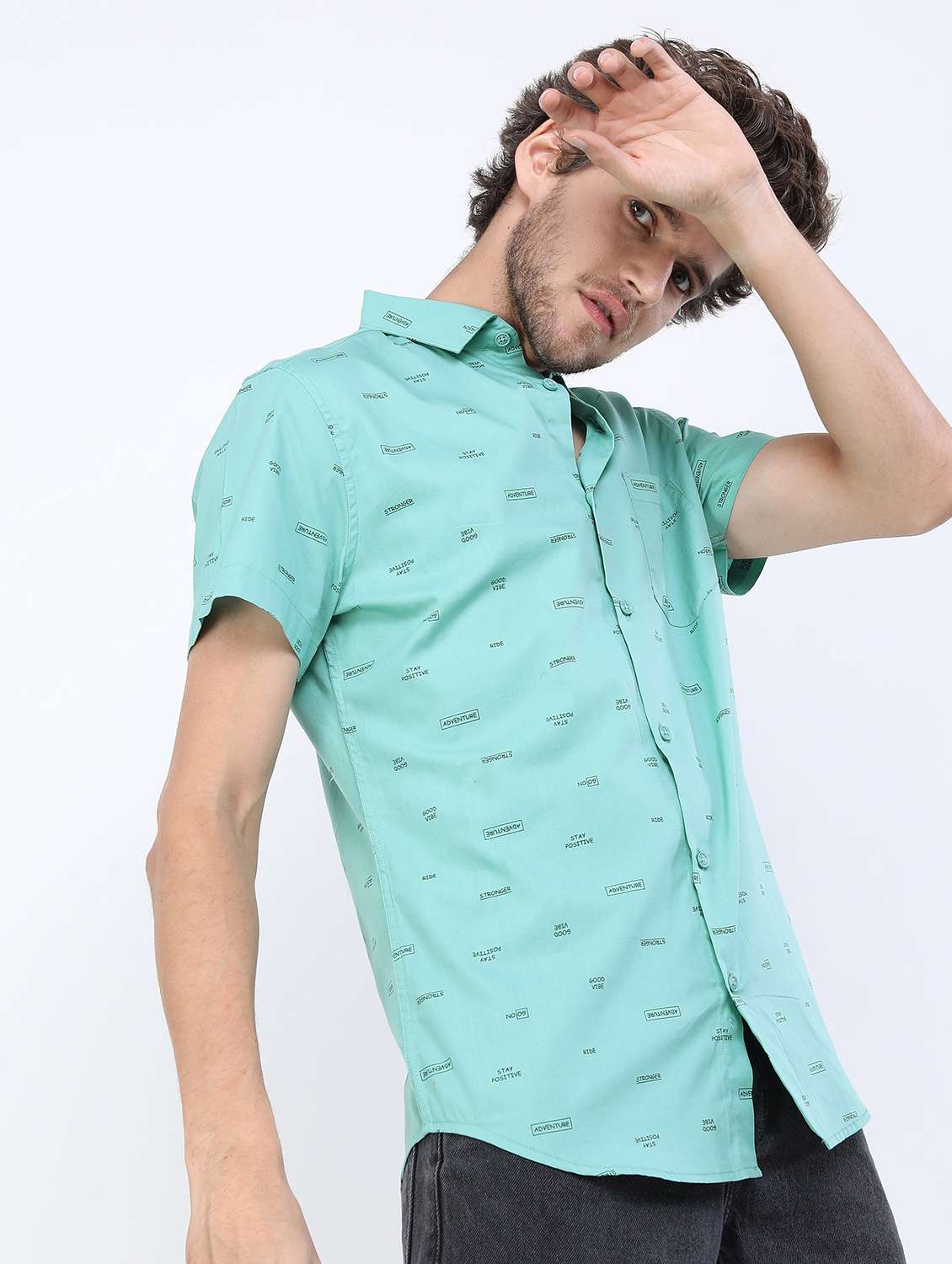 men collared printed casual shirt - 21487128 -  Standard Image - 1