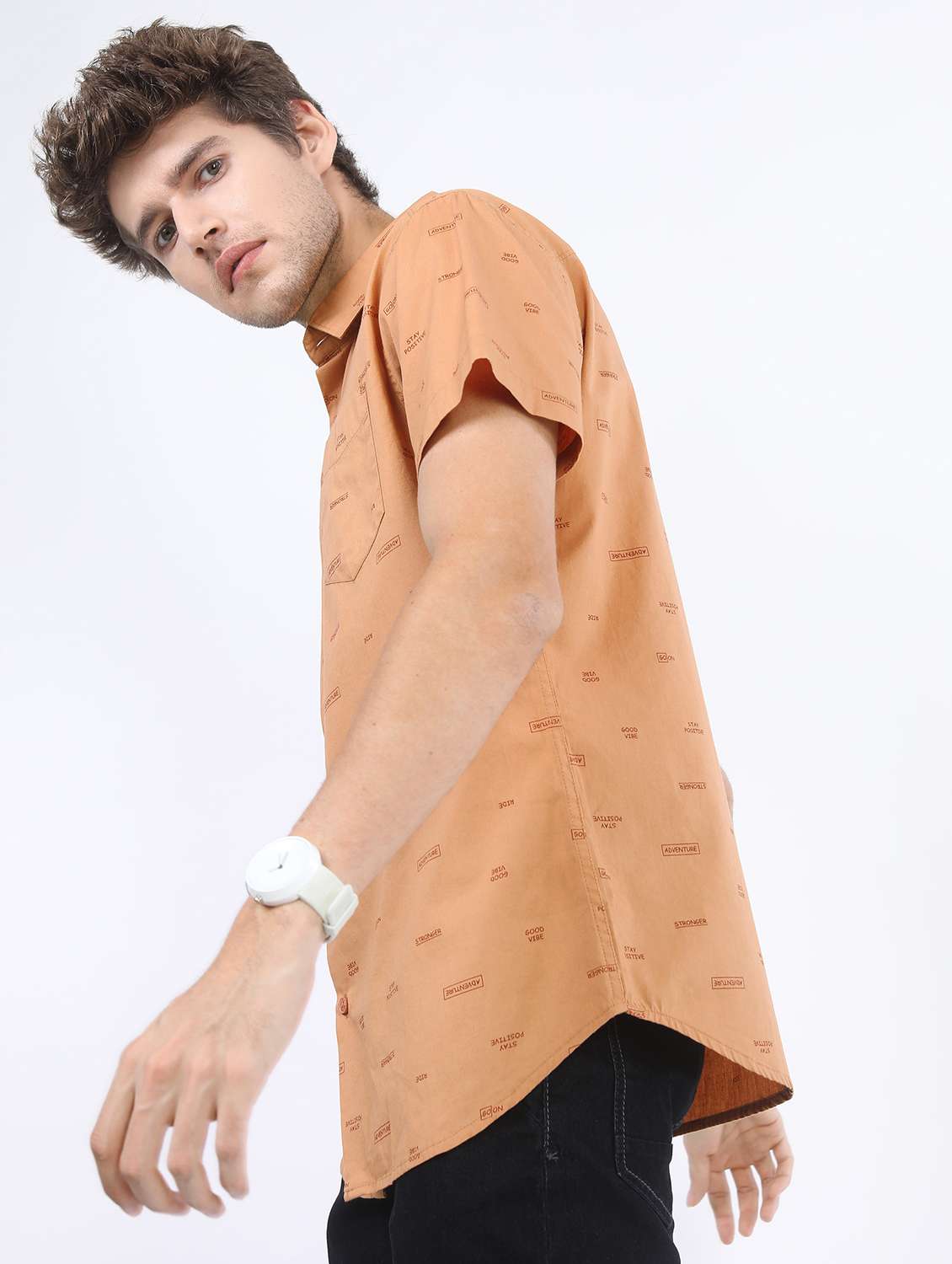 men collared printed casual shirt - 21487129 -  Standard Image - 1