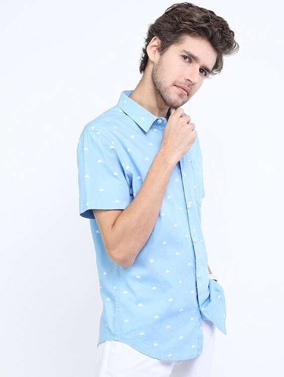 men collared printed casual shirt - 21487133 -  Standard Image - 1