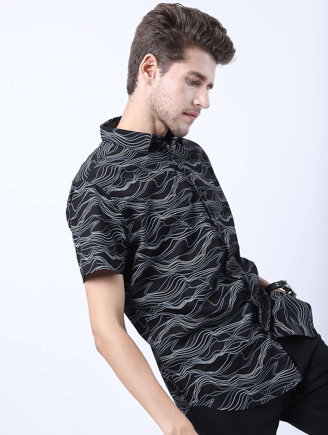 men collared printed casual shirt - 21487137 -  Standard Image - 1