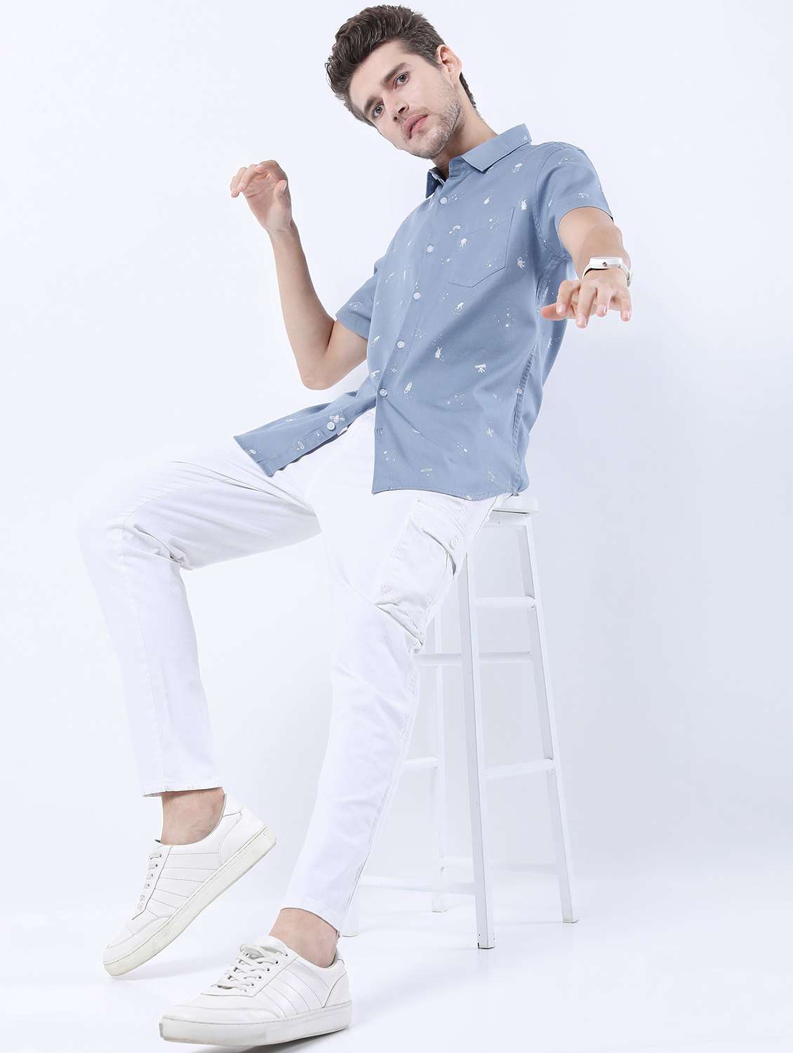 men collared printed casual shirt - 21487139 -  Standard Image - 4