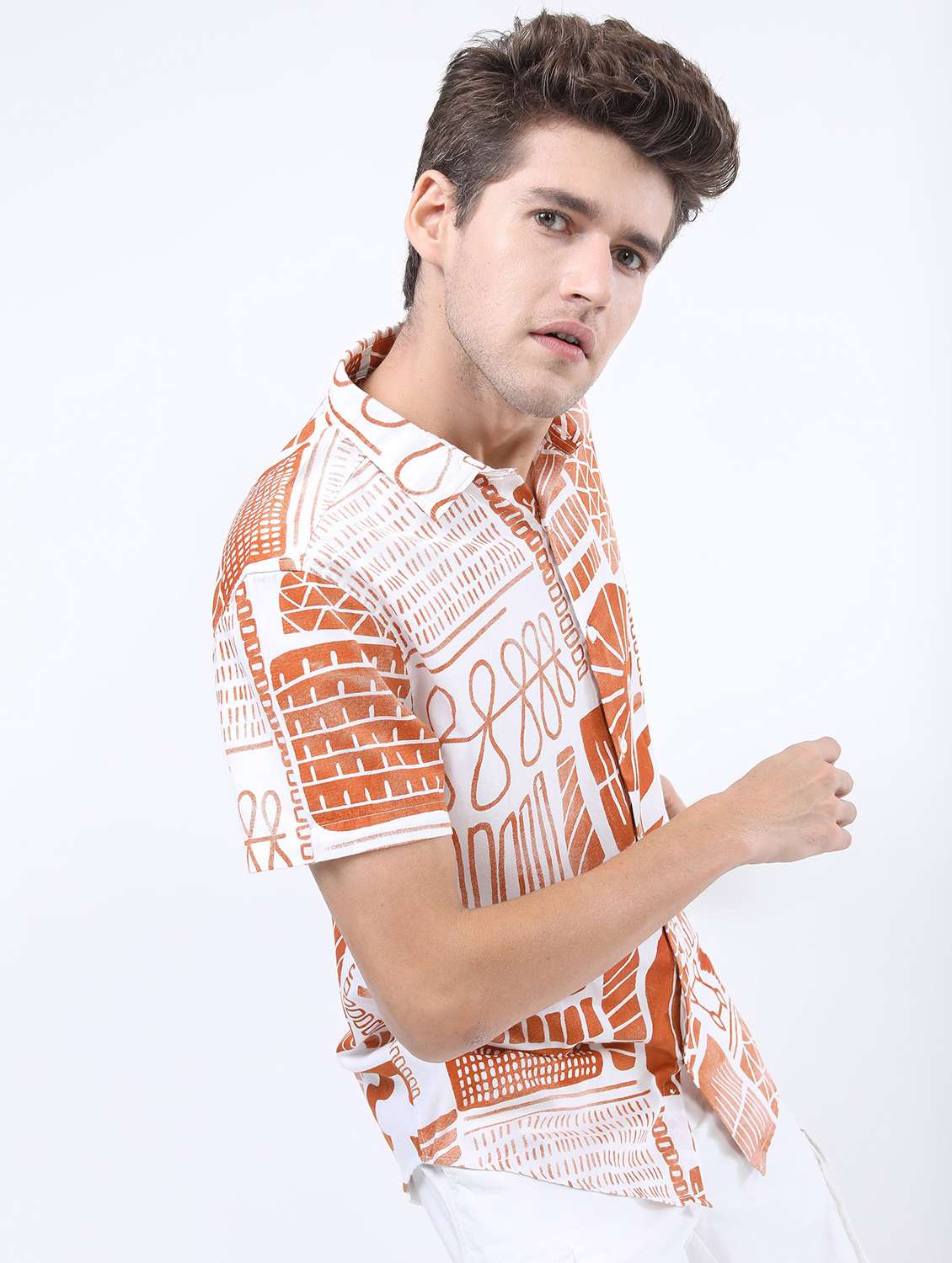 men collared printed casual shirt - 21487140 -  Standard Image - 1