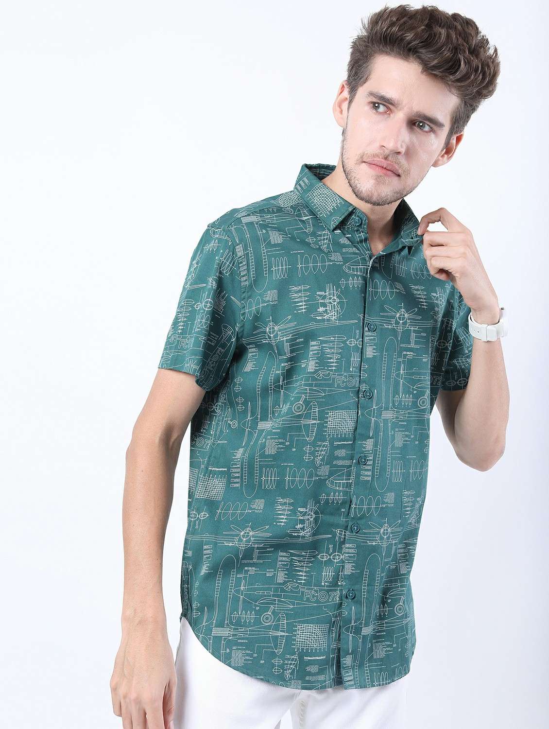 men collared printed casual shirt