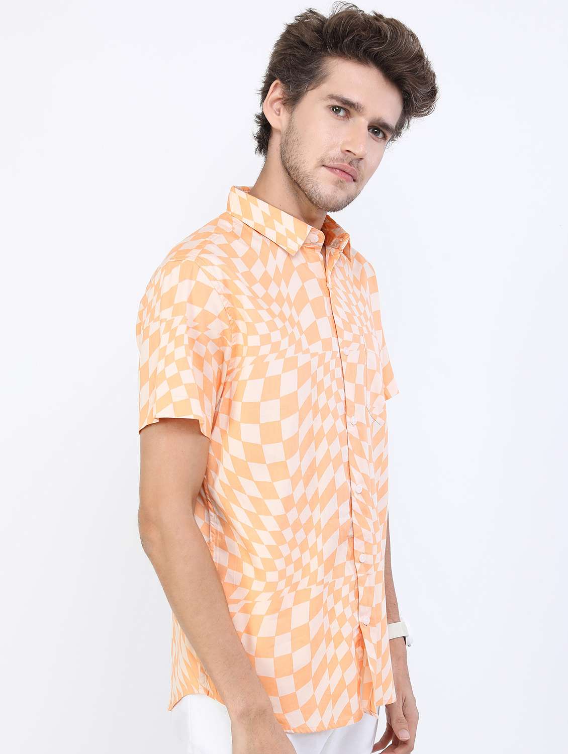 men collared printed casual shirt - 21487148 -  Standard Image - 1