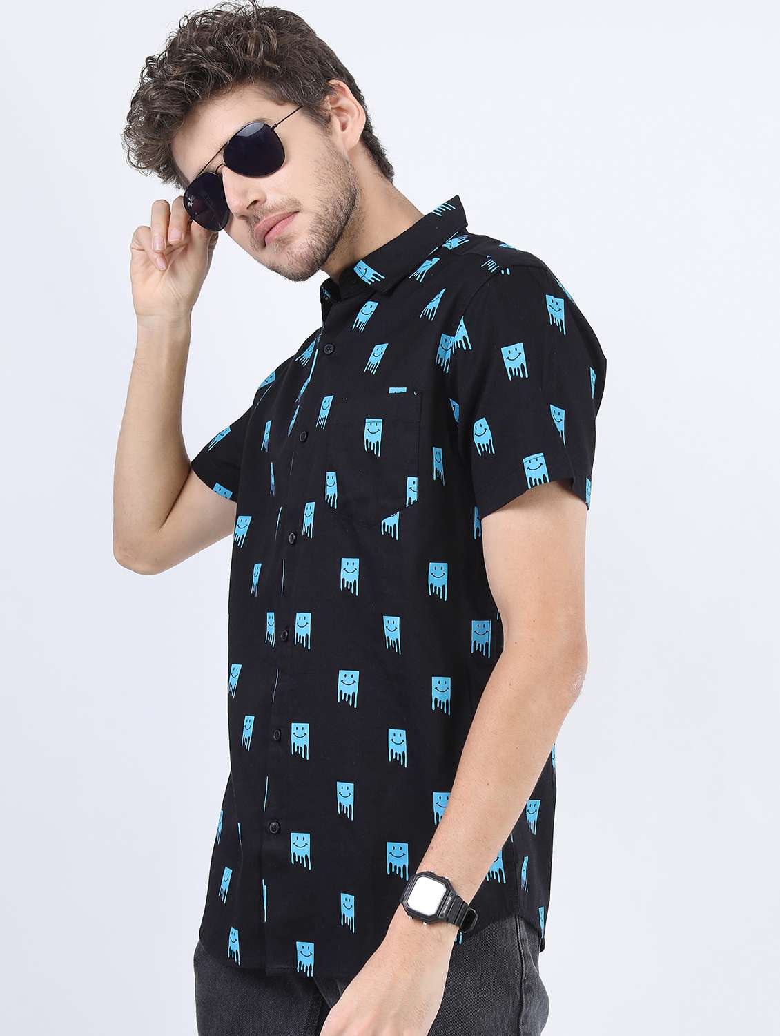 men collared printed casual shirt - 21487149 -  Standard Image - 1
