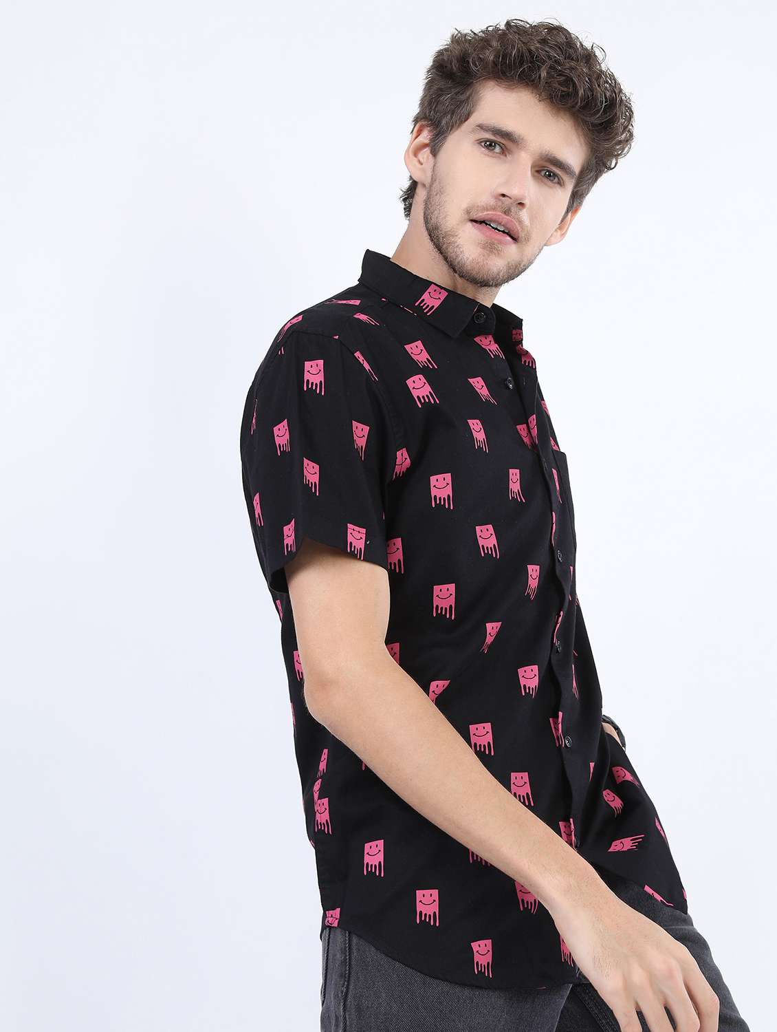 men collared printed casual shirt - 21487150 -  Standard Image - 1