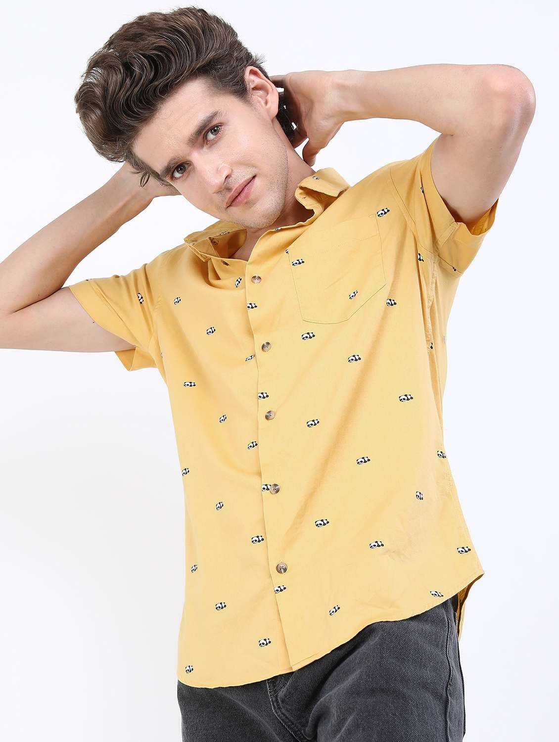 men collared printed casual shirt - 21487162 -  Standard Image - 1