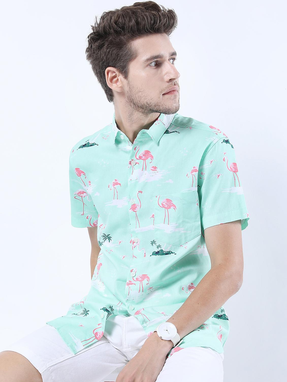 men short sleeved printed casual shirt - 21487170 - Standard Image - 1