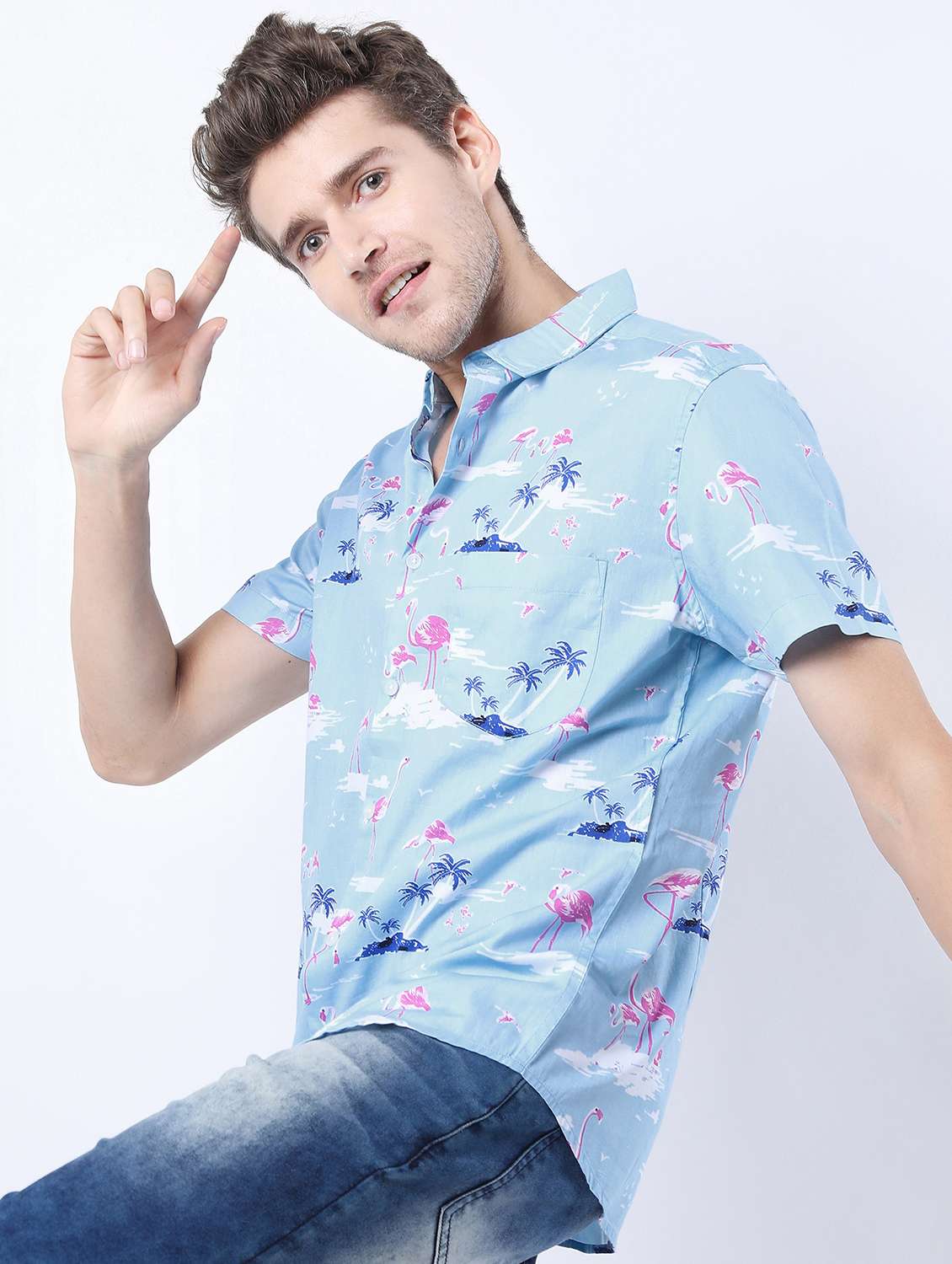 men short sleeved printed casual shirt - 21487171 -  Standard Image - 1