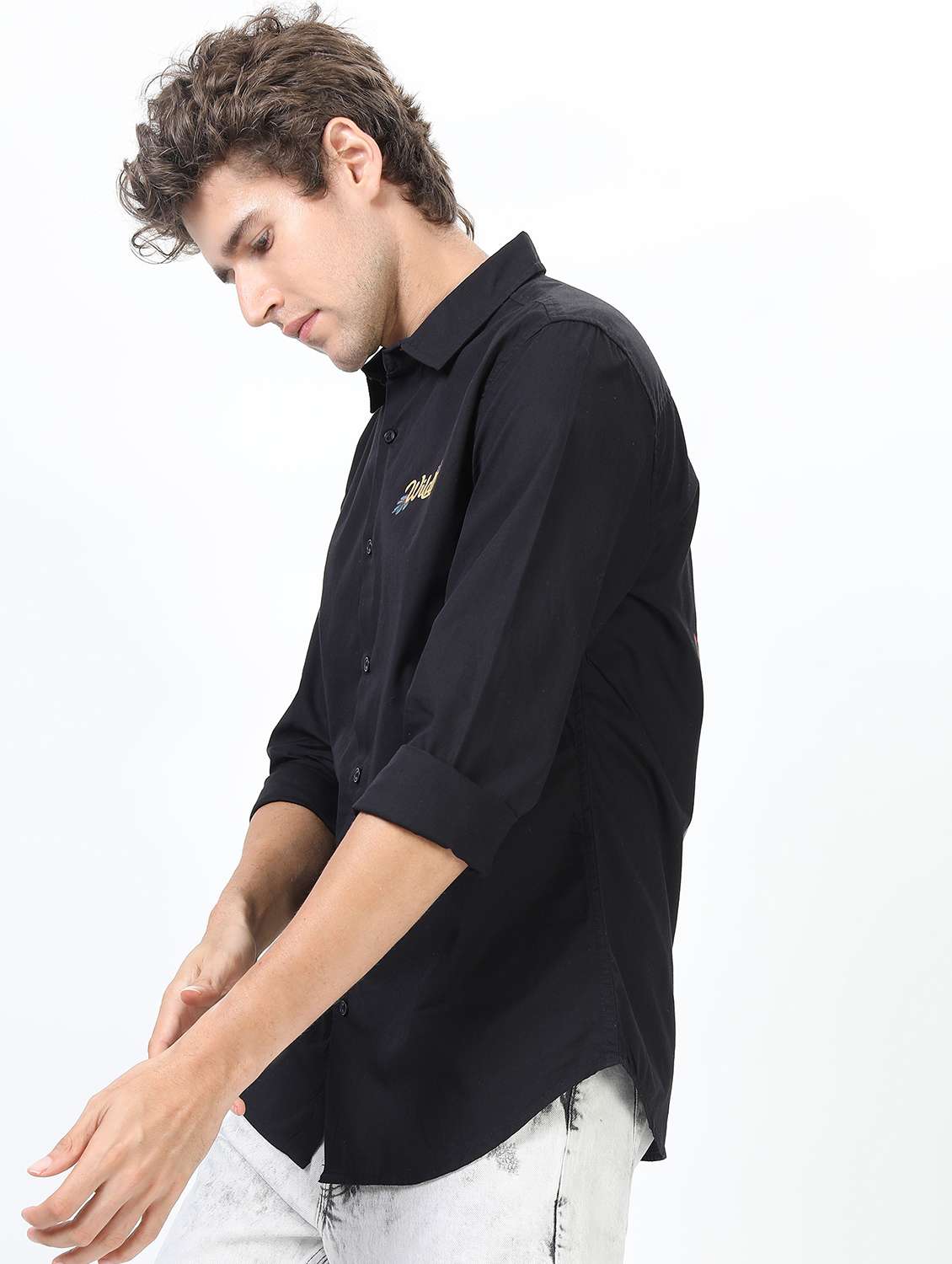 men collared long sleeves back print shirt - 21487199 -  Standard Image - 1