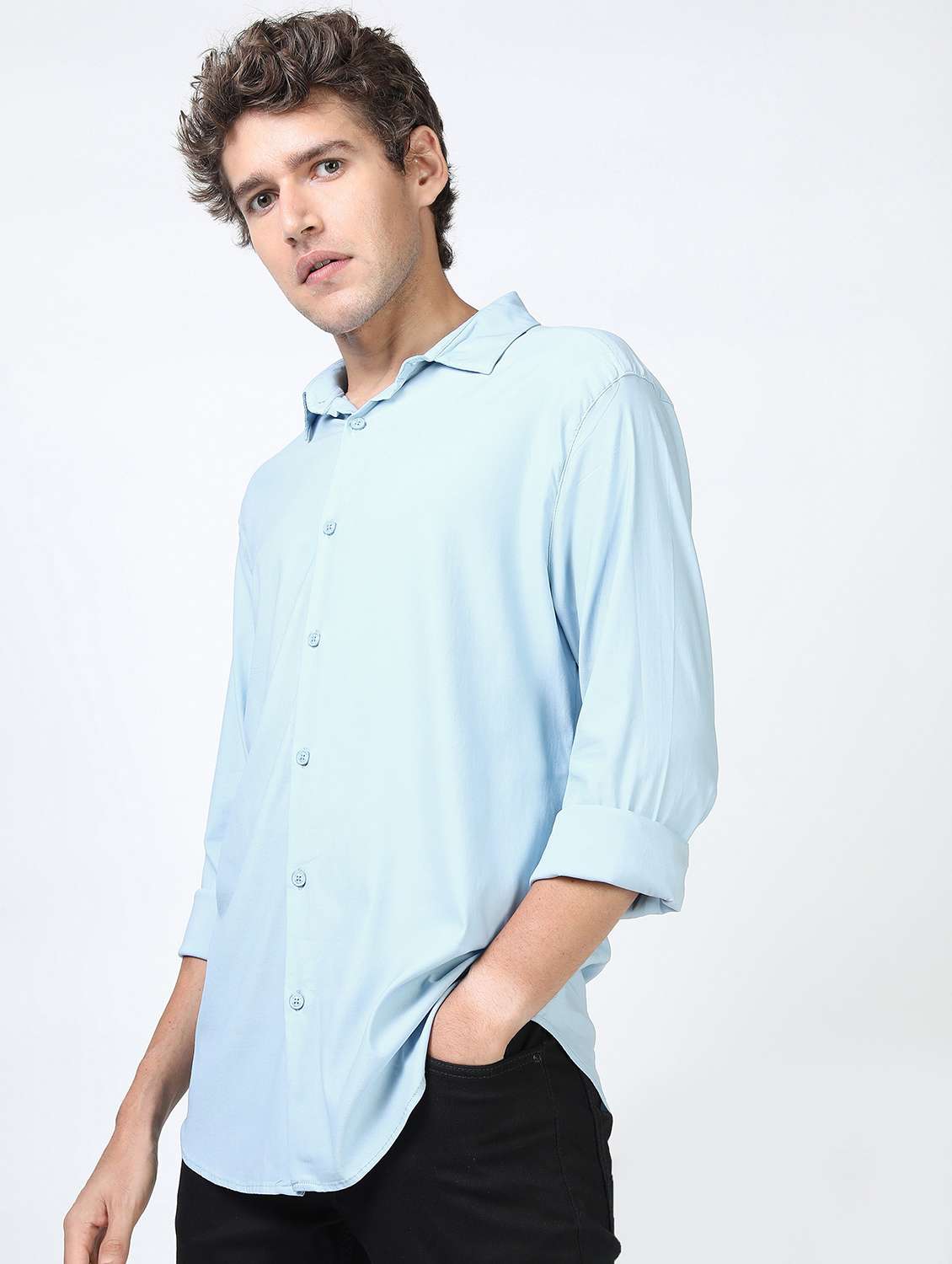 men collared long sleeves casual shirt - 21487205 -  Standard Image - 1