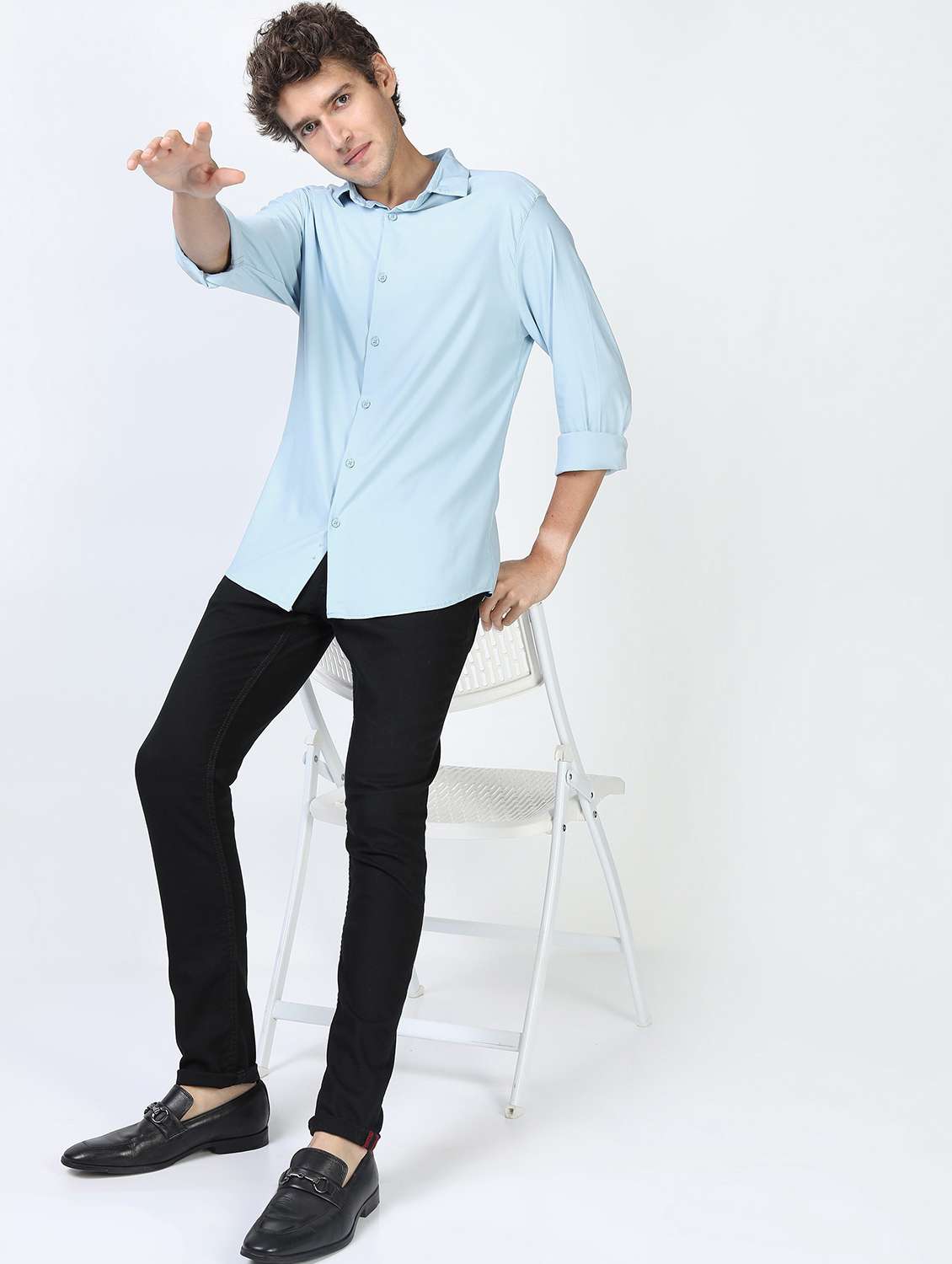 men collared long sleeves casual shirt - 21487205 -  Standard Image - 4