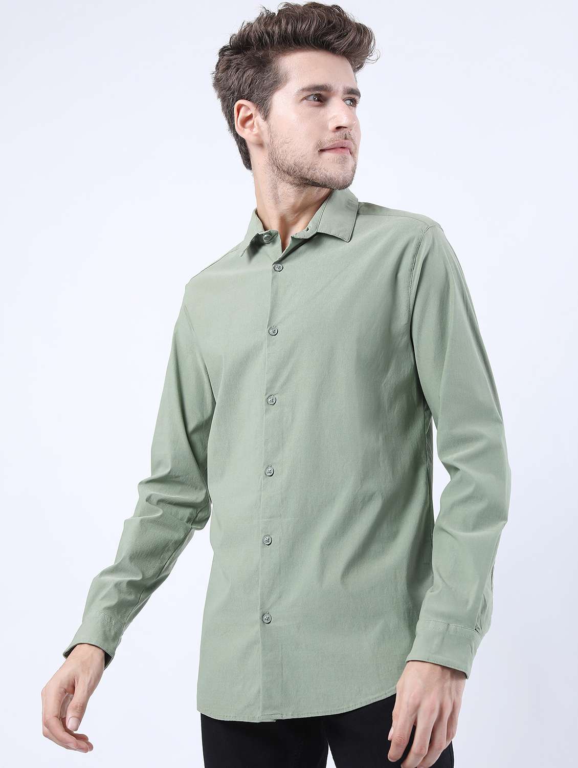 men collared long sleeves casual shirt - 21487211 -  Standard Image - 1