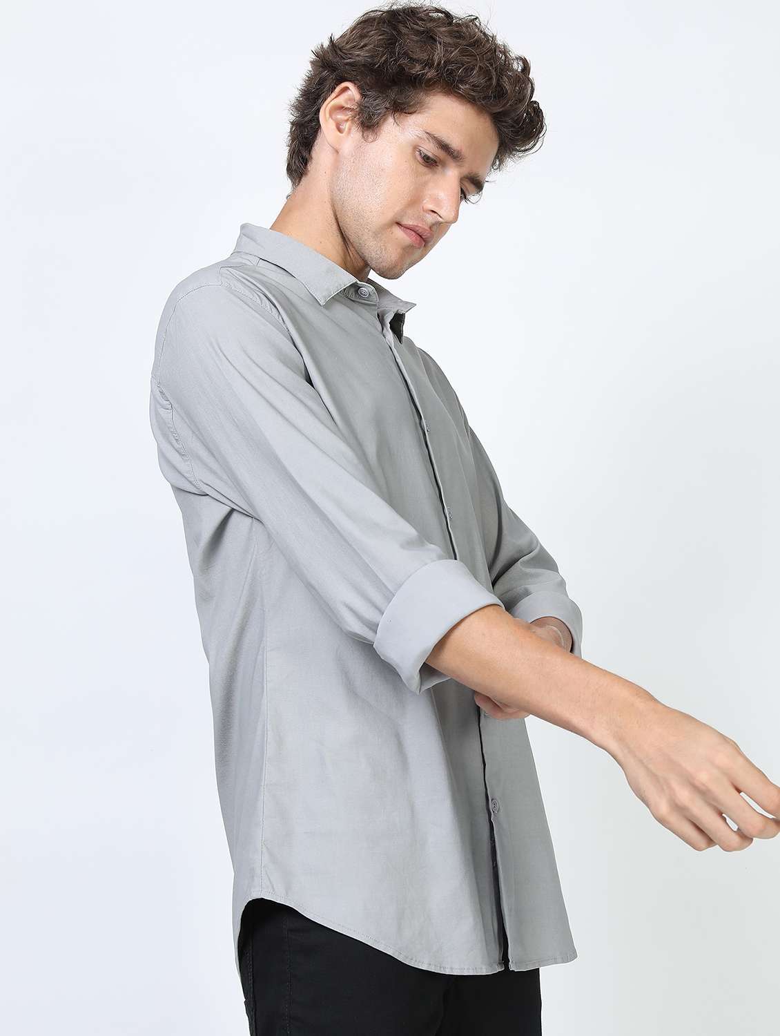 men collared long sleeves casual shirt - 21487216 -  Standard Image - 1