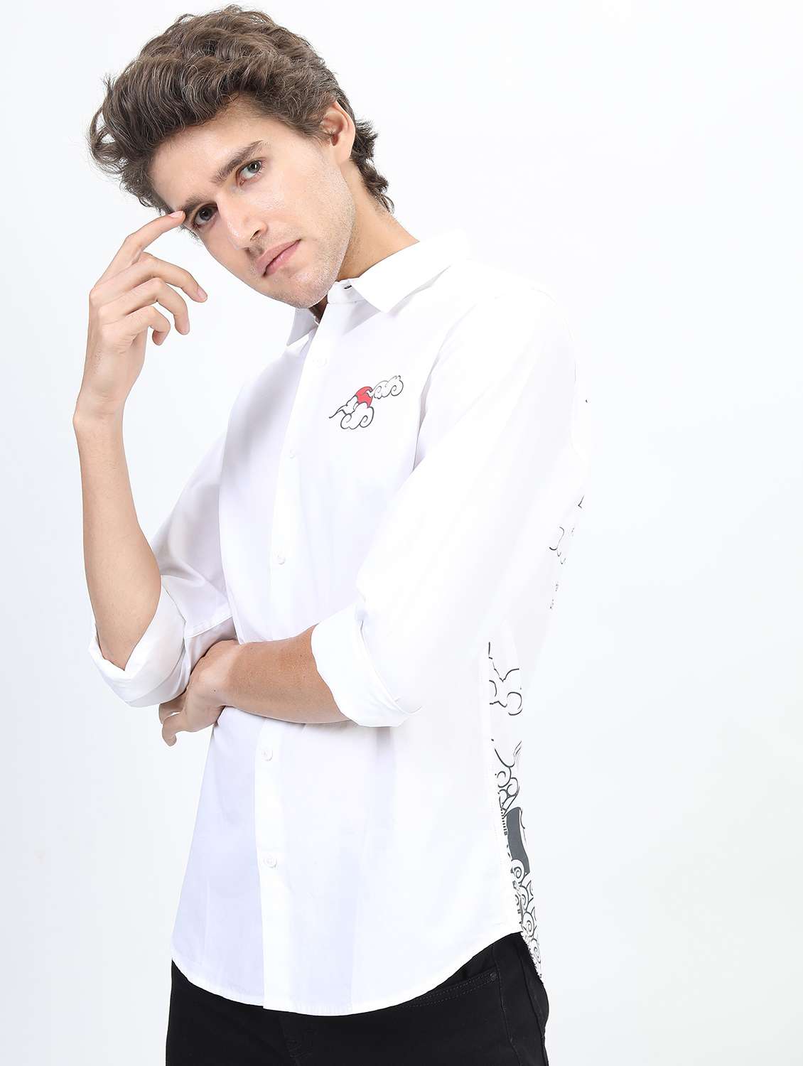 men white collared neck casual shirts - 21487236 -  Standard Image - 1