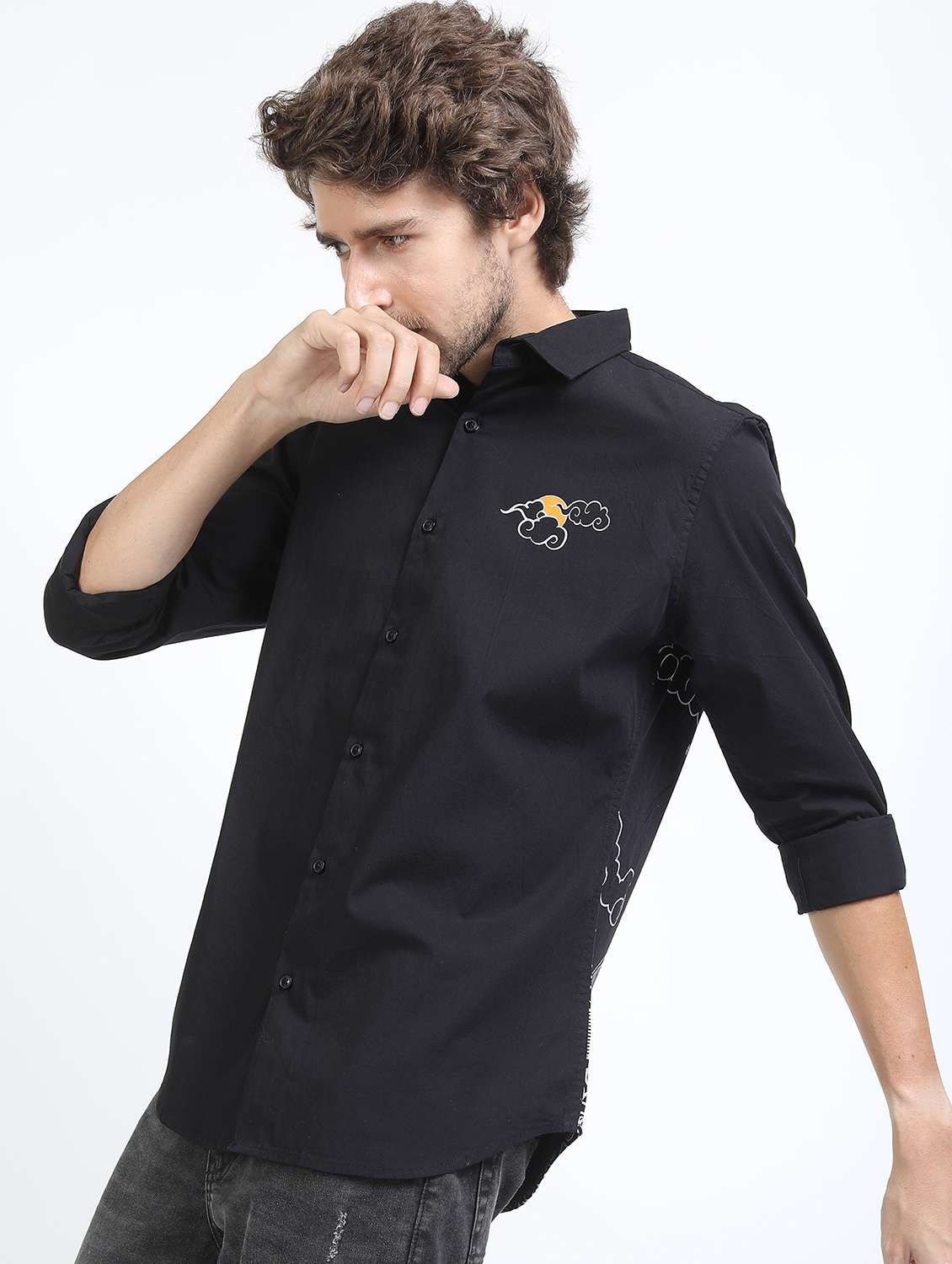 men collared long sleeves back print shirt - 21487238 -  Standard Image - 1