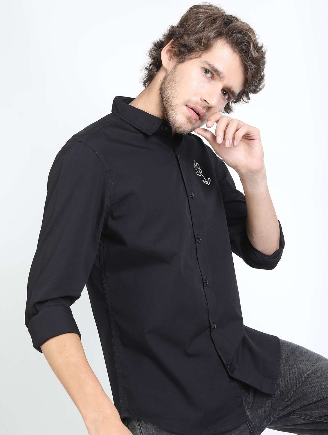 men black collared neck casual shirts - 21487254 -  Standard Image - 1