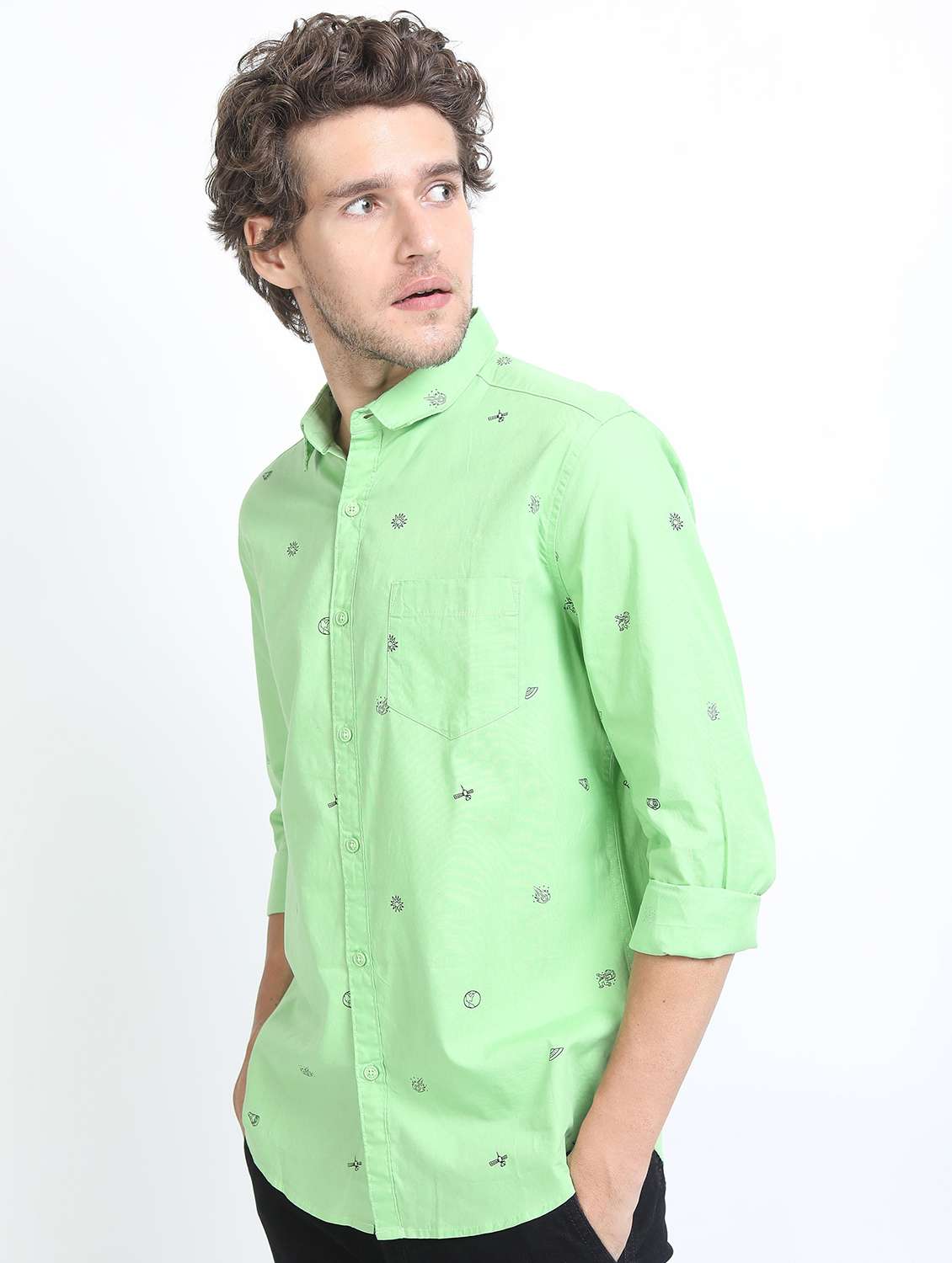 men collared long sleeves casual shirt - 21487270 -  Standard Image - 1