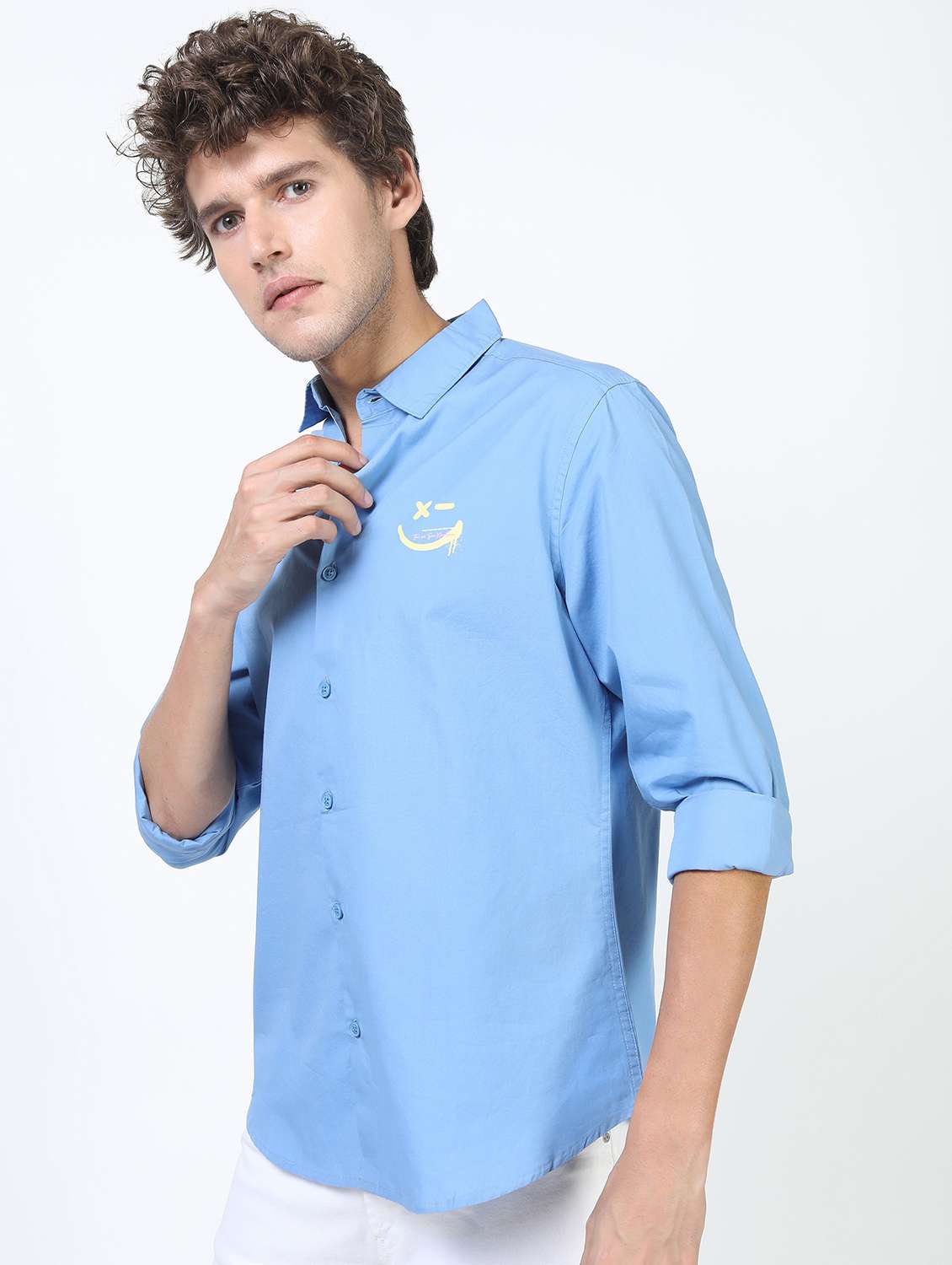 men collared long sleeves back print shirt - 21487279 -  Standard Image - 1