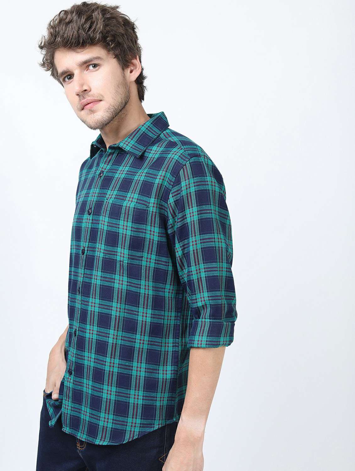 men collared long sleeves casual shirt - 21487303 -  Standard Image - 1