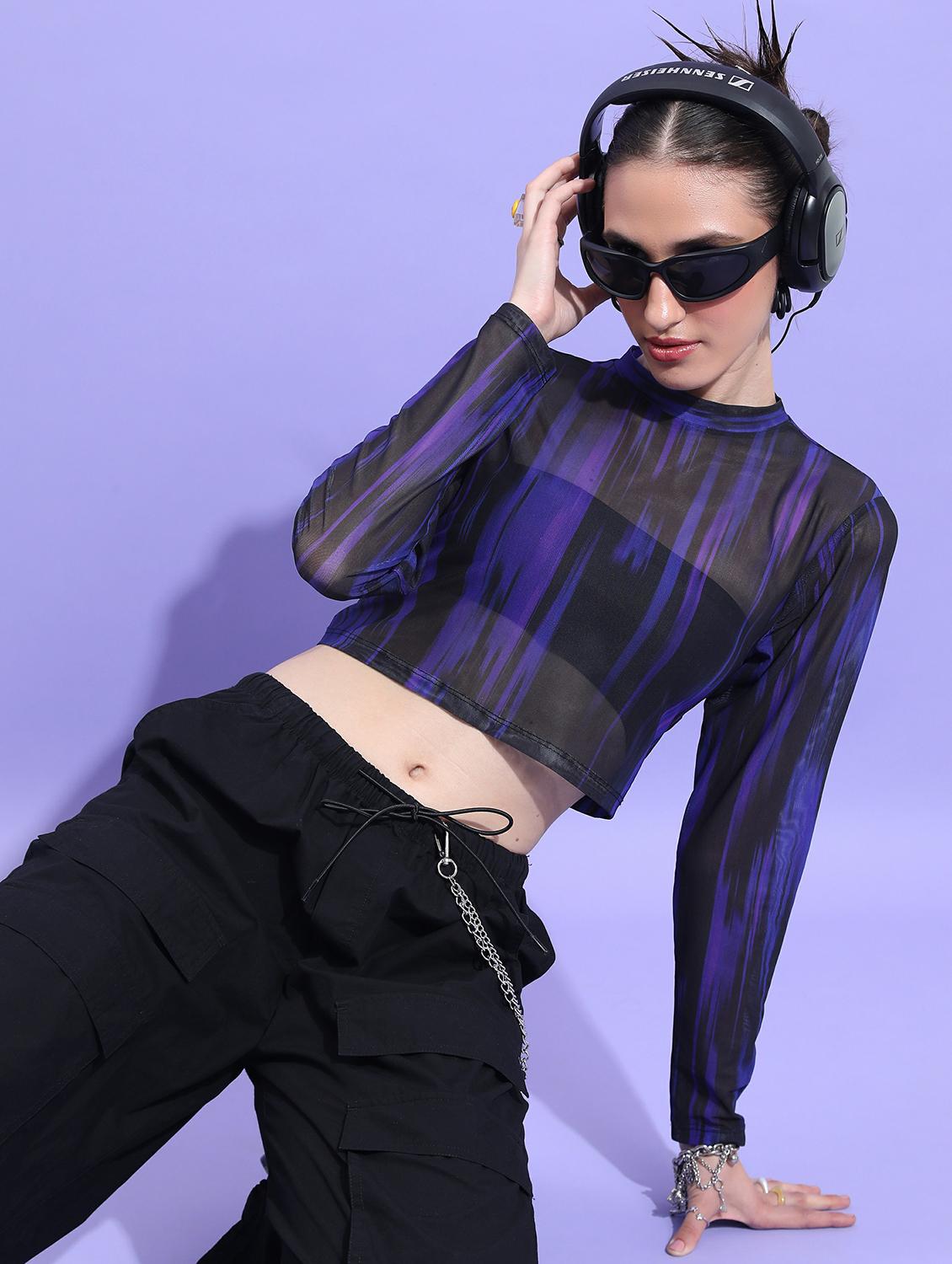 multi colored printed crop top - 21487309 - Standard Image - 1