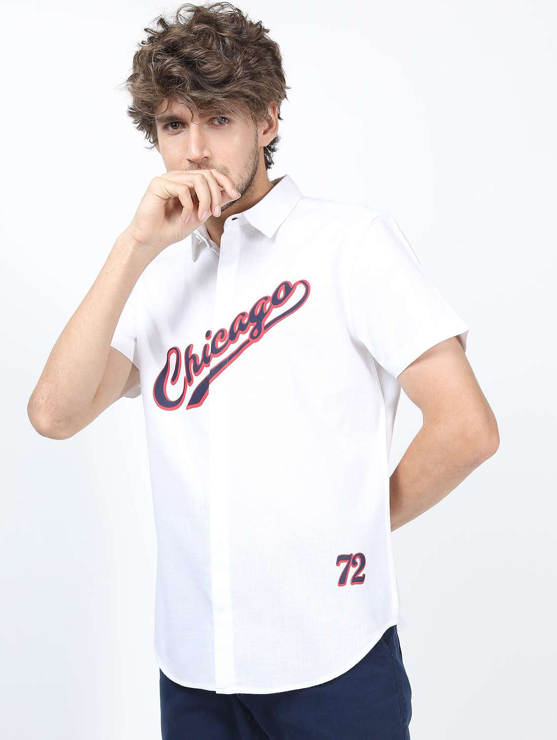 men collared short sleeves casual shirt - 21487328 -  Standard Image - 1