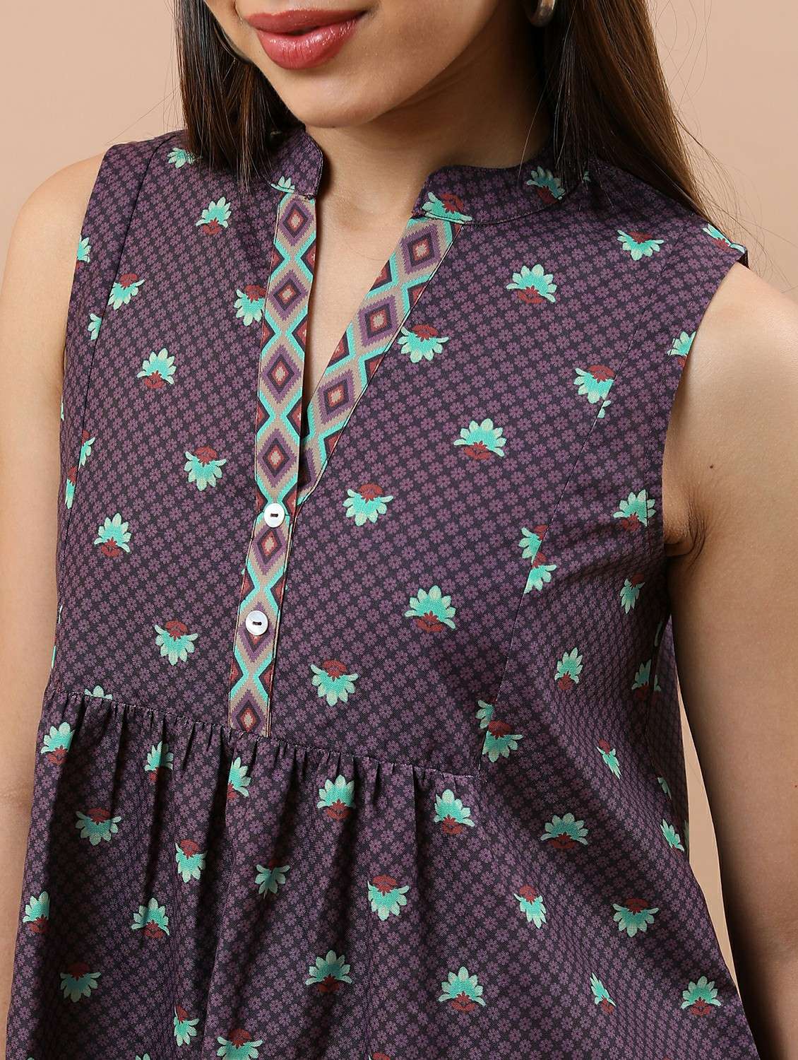 women purple cotton blend a-line top - 21487337 -  Standard Image - 4