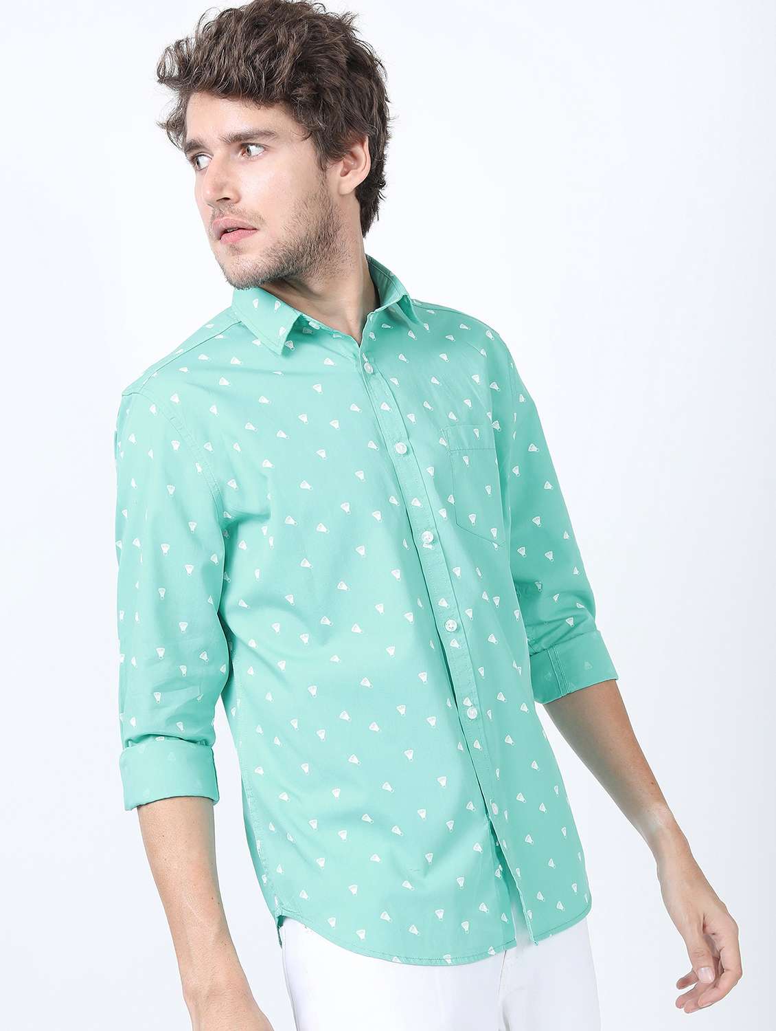 men collared long sleeves casual shirt - 21487343 -  Standard Image - 1
