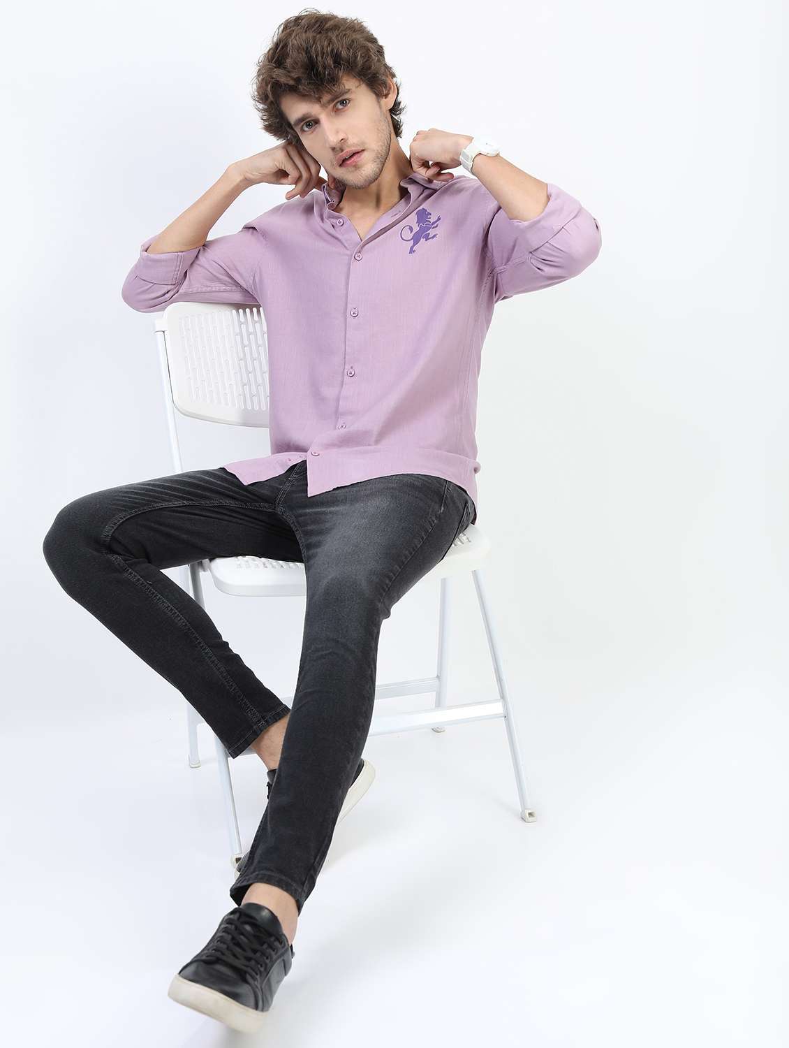men collared long sleeves back print shirt - 21487358 - Standard Image - 4