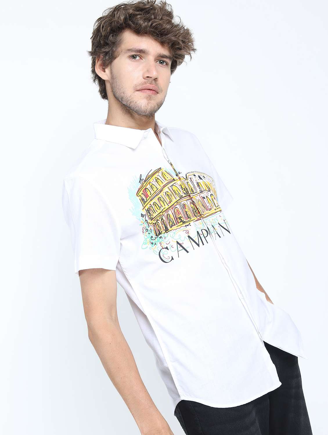 men collared short sleeves casual shirt - 21487360 -  Standard Image - 1