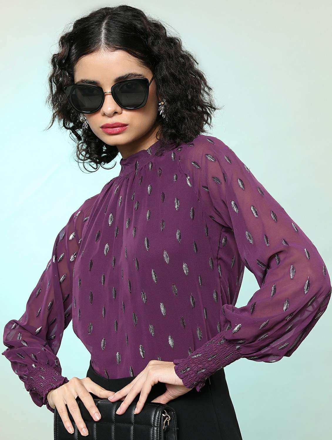purple self-designed blouson top - 21487373 -  Standard Image - 1