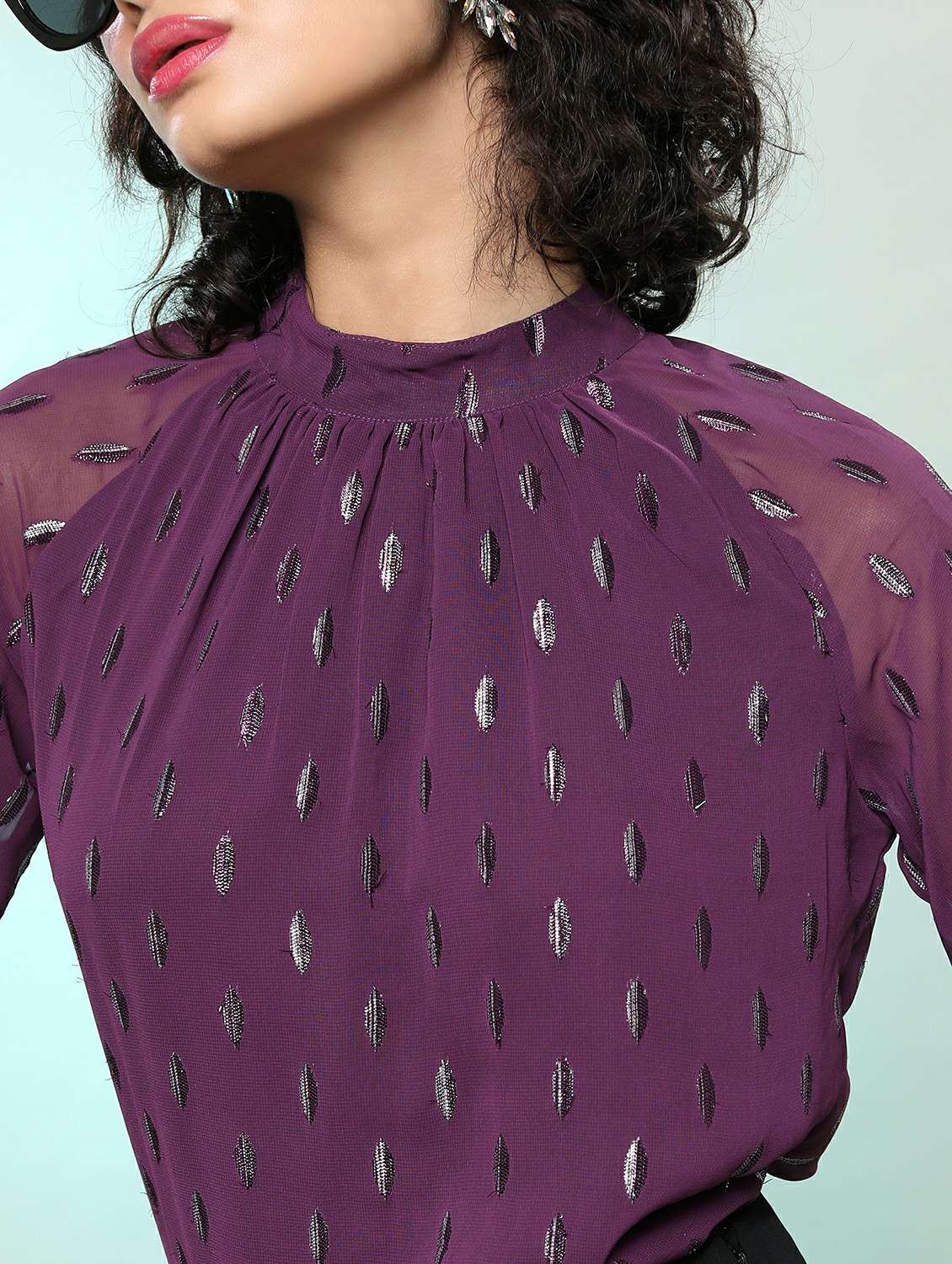 purple self-designed blouson top - 21487373 -  Standard Image - 4