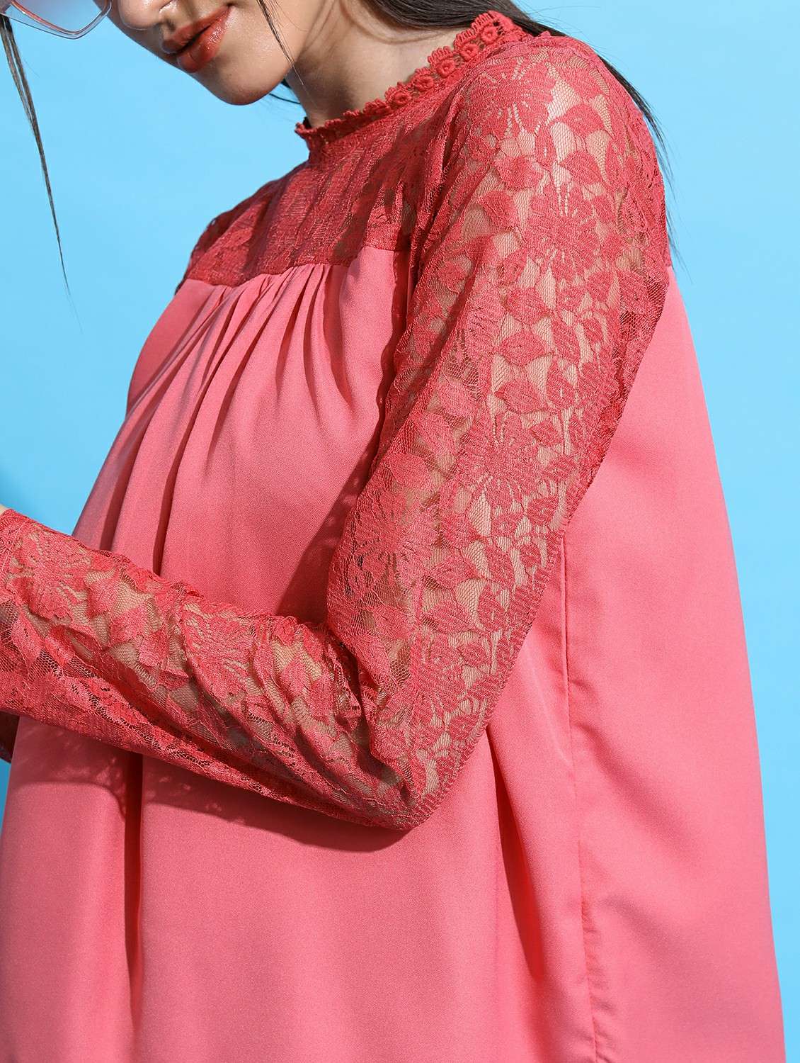 women coral cotton blend regular top - 21487383 -  Standard Image - 4