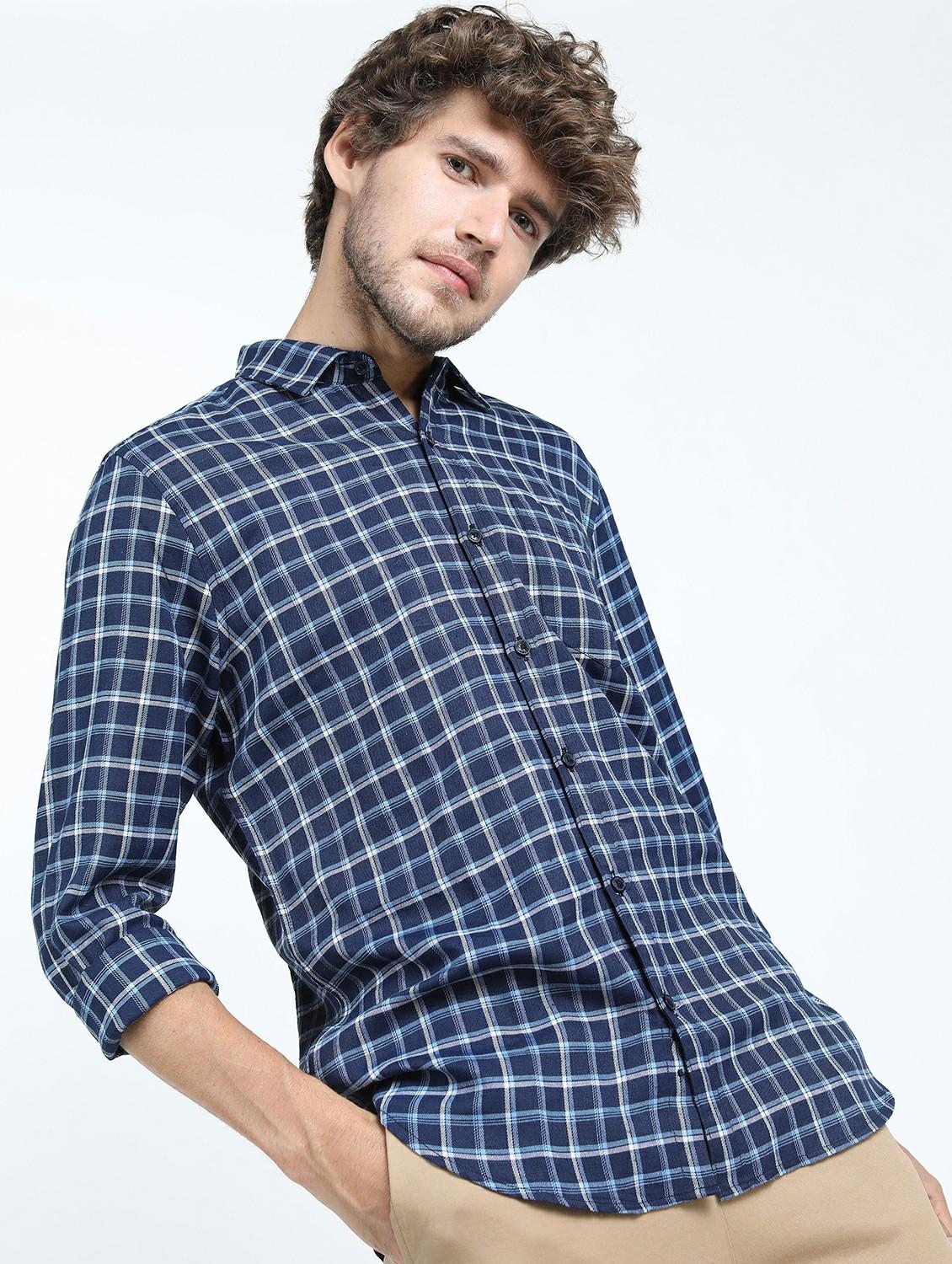 men long sleeved checkered casual shirt - 21487385 -  Standard Image - 1