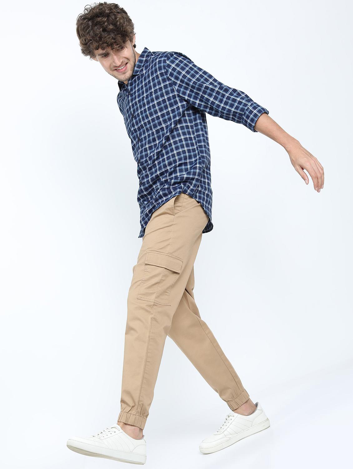 men long sleeved checkered casual shirt - 21487385 - Standard Image - 4