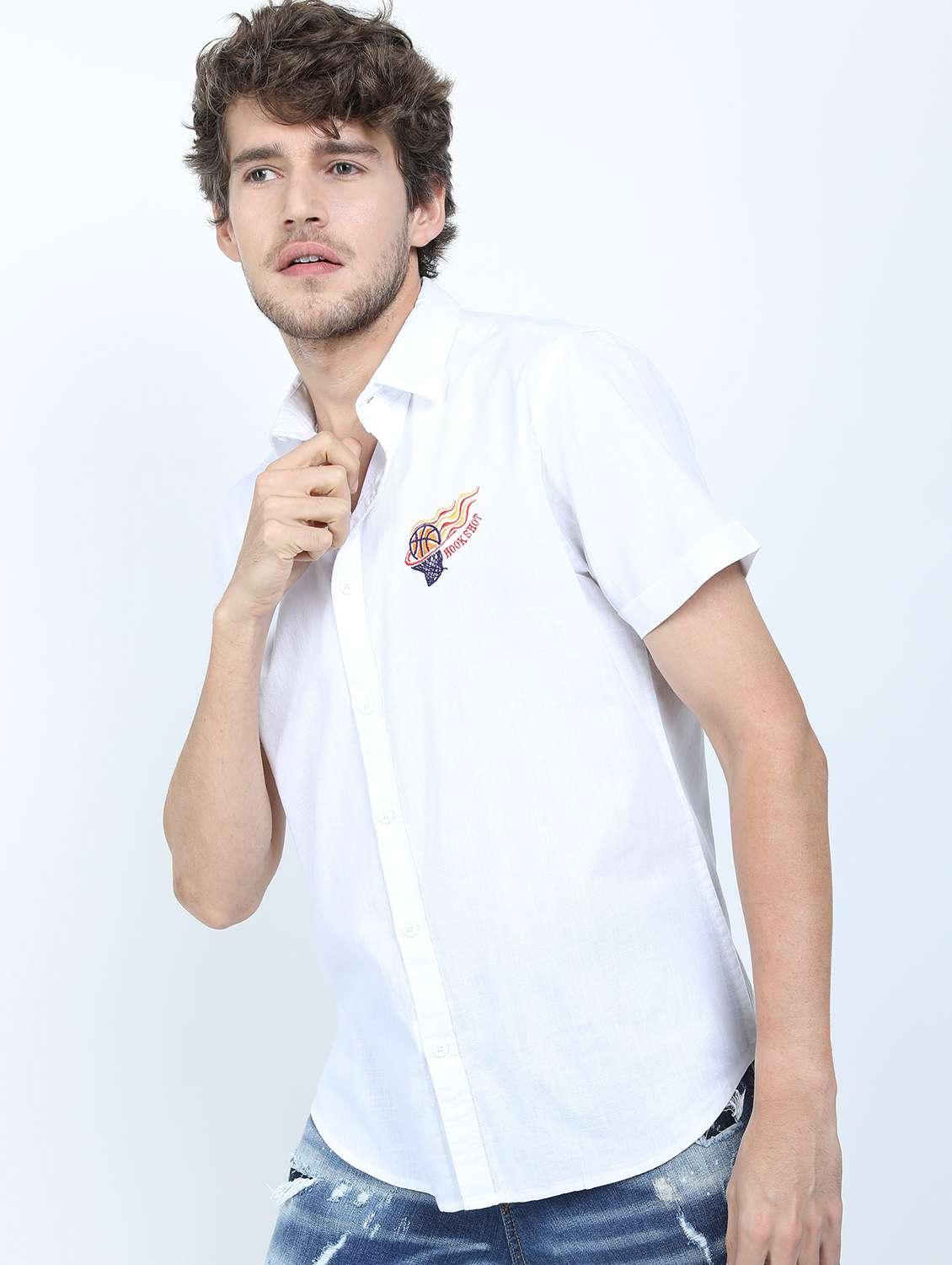 men short sleeved solid casual shirt - 21487393 -  Standard Image - 1